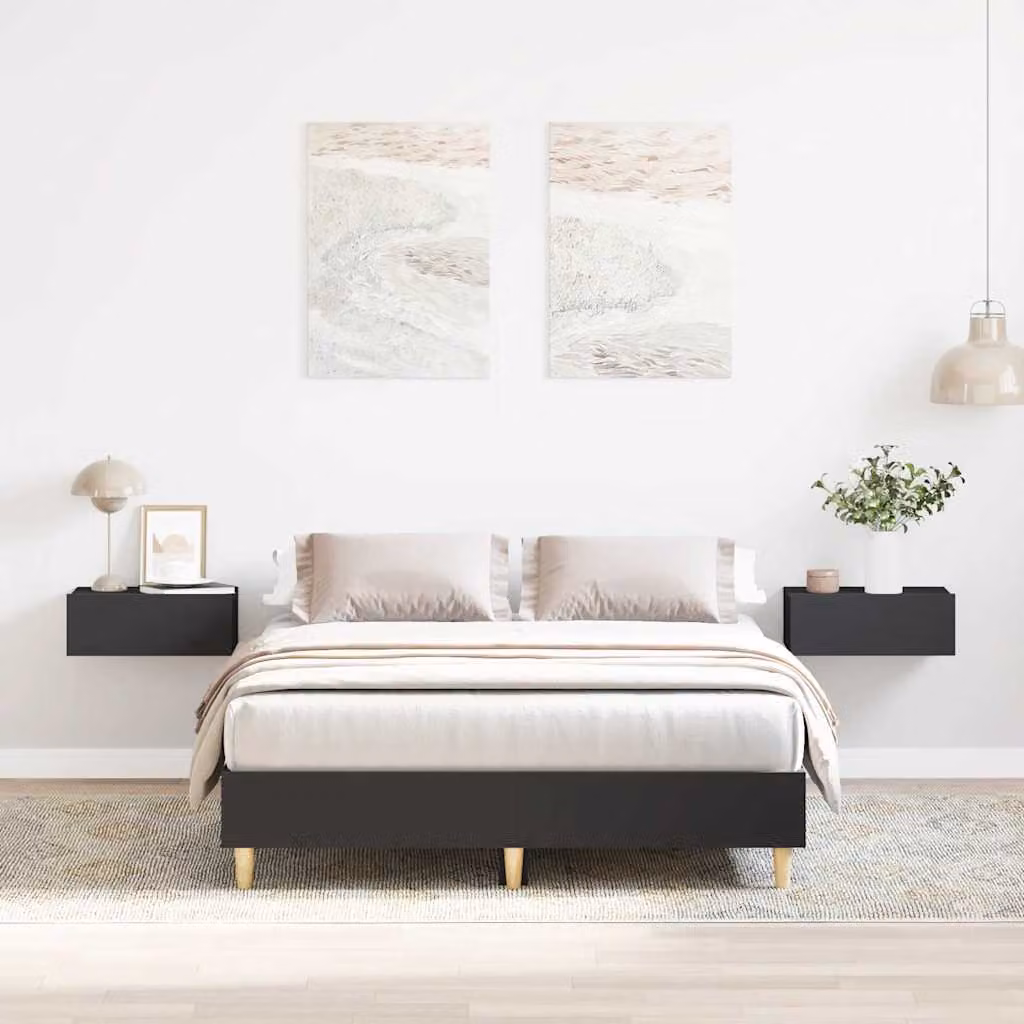 vidaXL Giroletto senza Materasso Nero in Legno Multistrato L: 138 cm, P: 25 cm, H: 193 cm