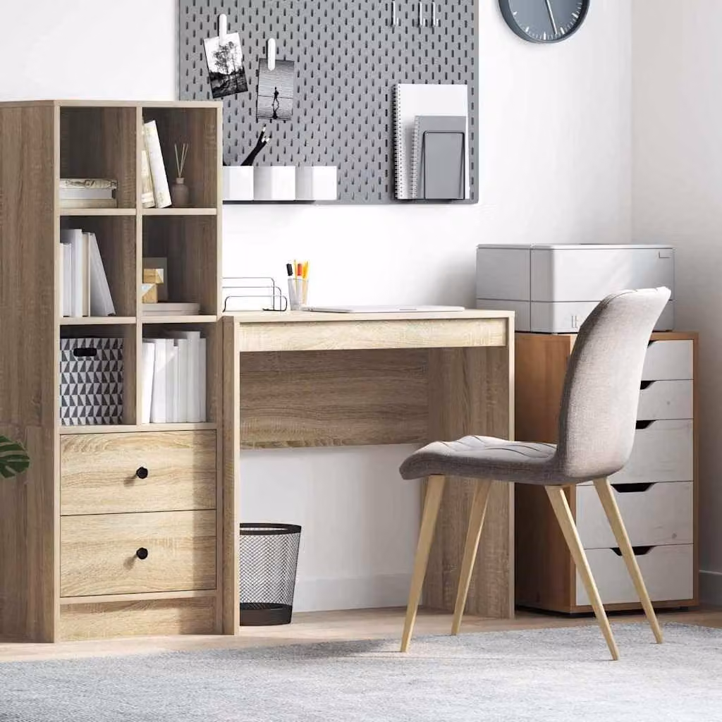 Scrivania compatta dal design minimalista, in legno di sonoma