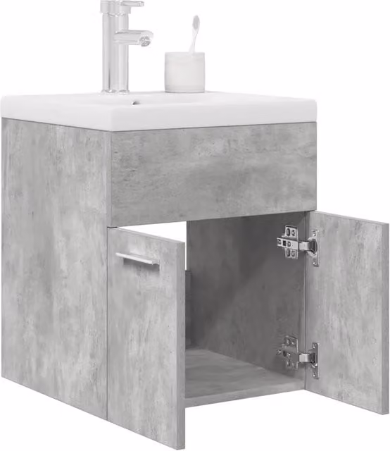 Mobile da Bagno Sospeso vidaXL con Lavabo in Ceramica, Colore Grigio e Bianco, Design Moderno