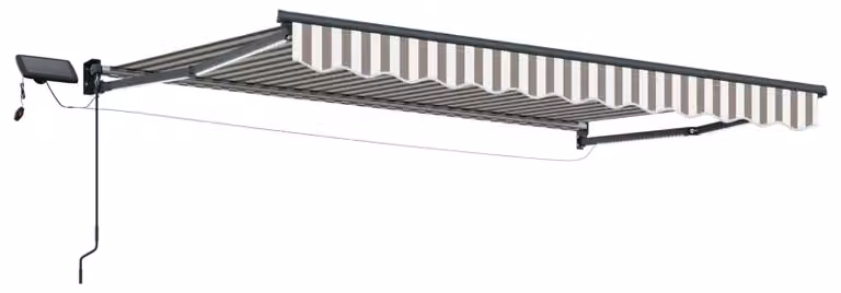 Tenda retrattile manuale con LED Grigio chiaro e bianco