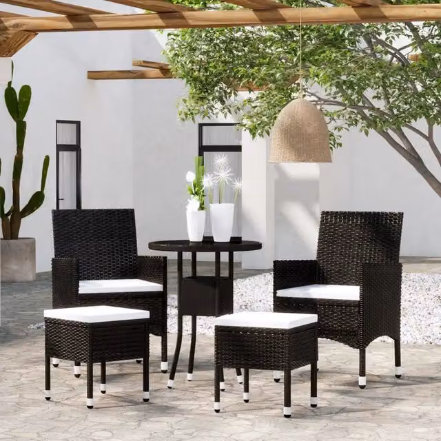 Set Divani da Giardino 5 pz in Polyrattan Nero 3058468