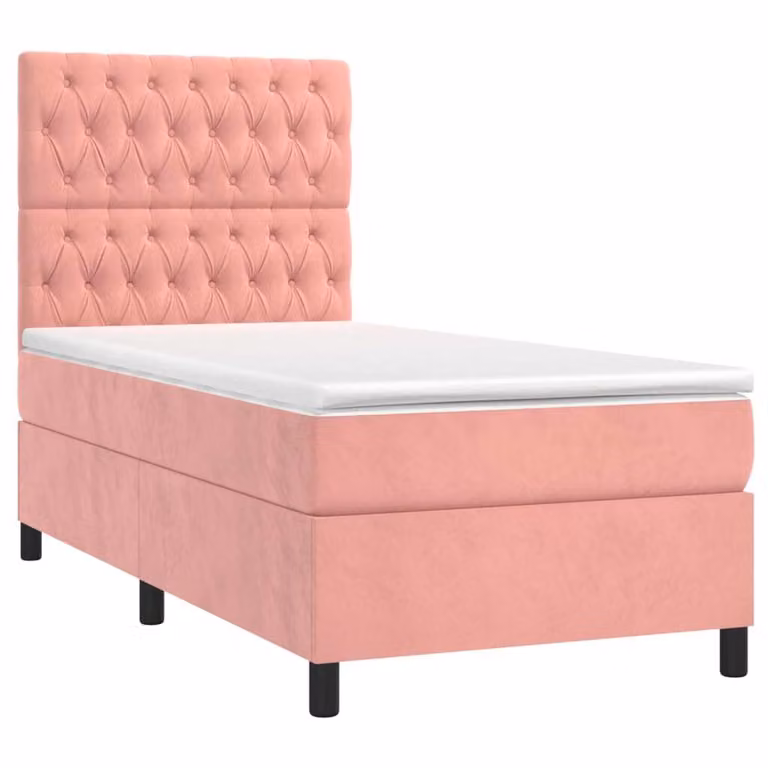 Giroletto a Molle con Materasso Rosa 80x200 cm in Velluto