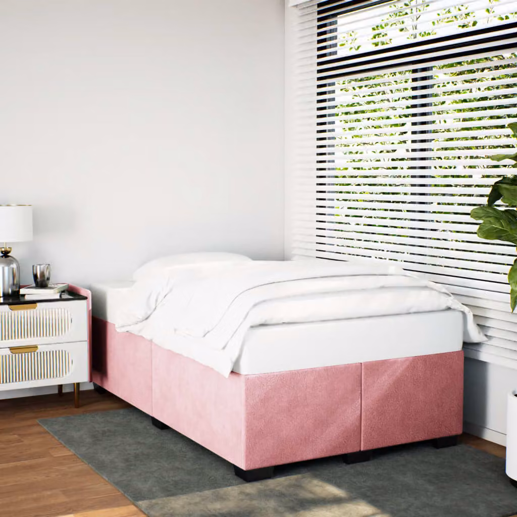 vidaXL Giroletto in Velluto Rosa con Struttura in Legno di Pino L 120 cm x P 200 cm