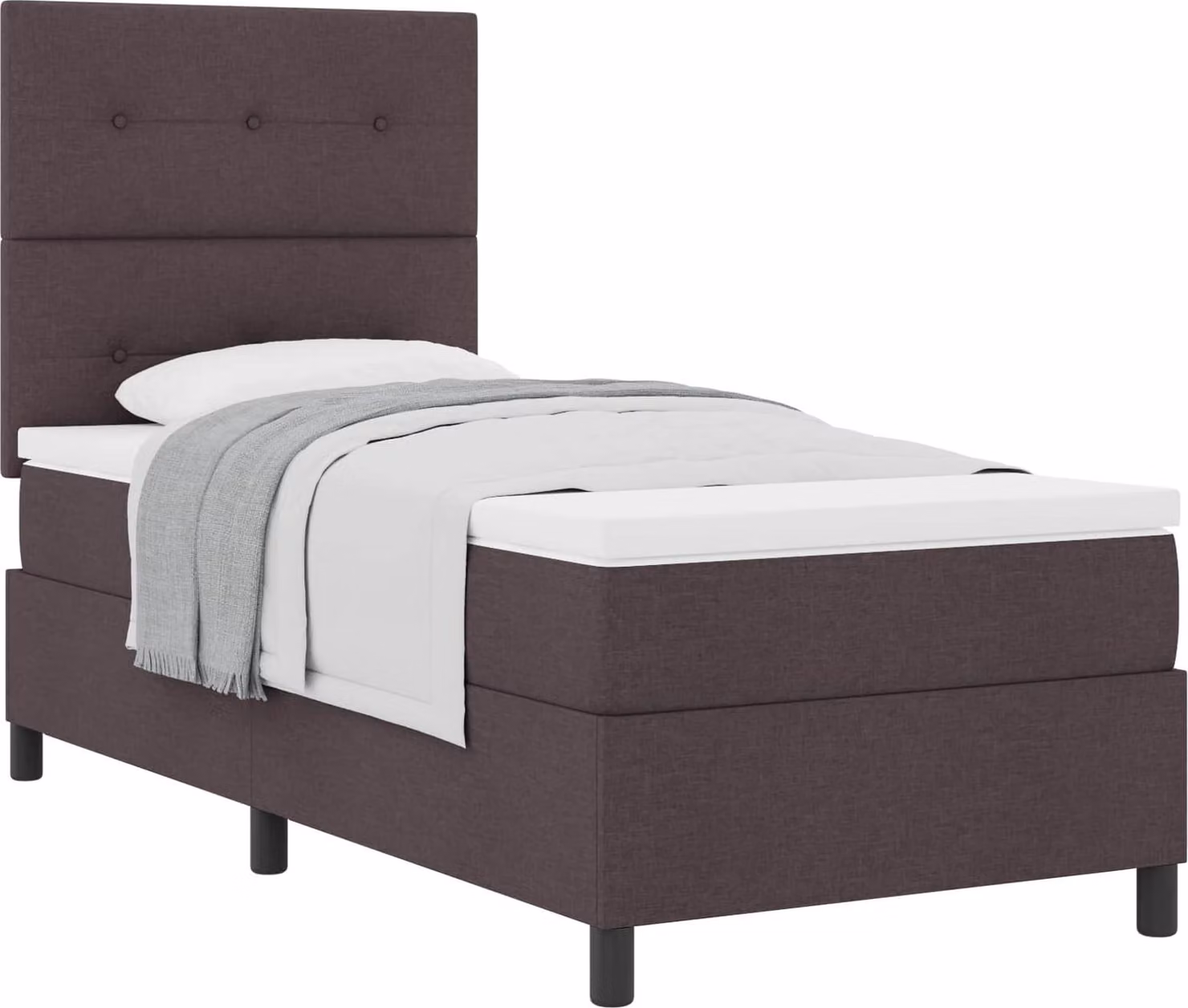 Letto a molle con materasso marrone scuro 100 x 200 cm in tessuto