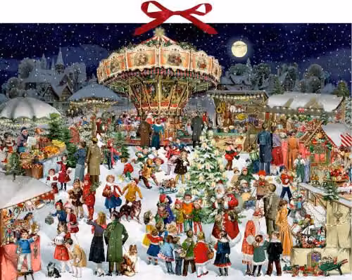 Calendario dell'Avvento da parete - Mercatino di Natale nostalgico