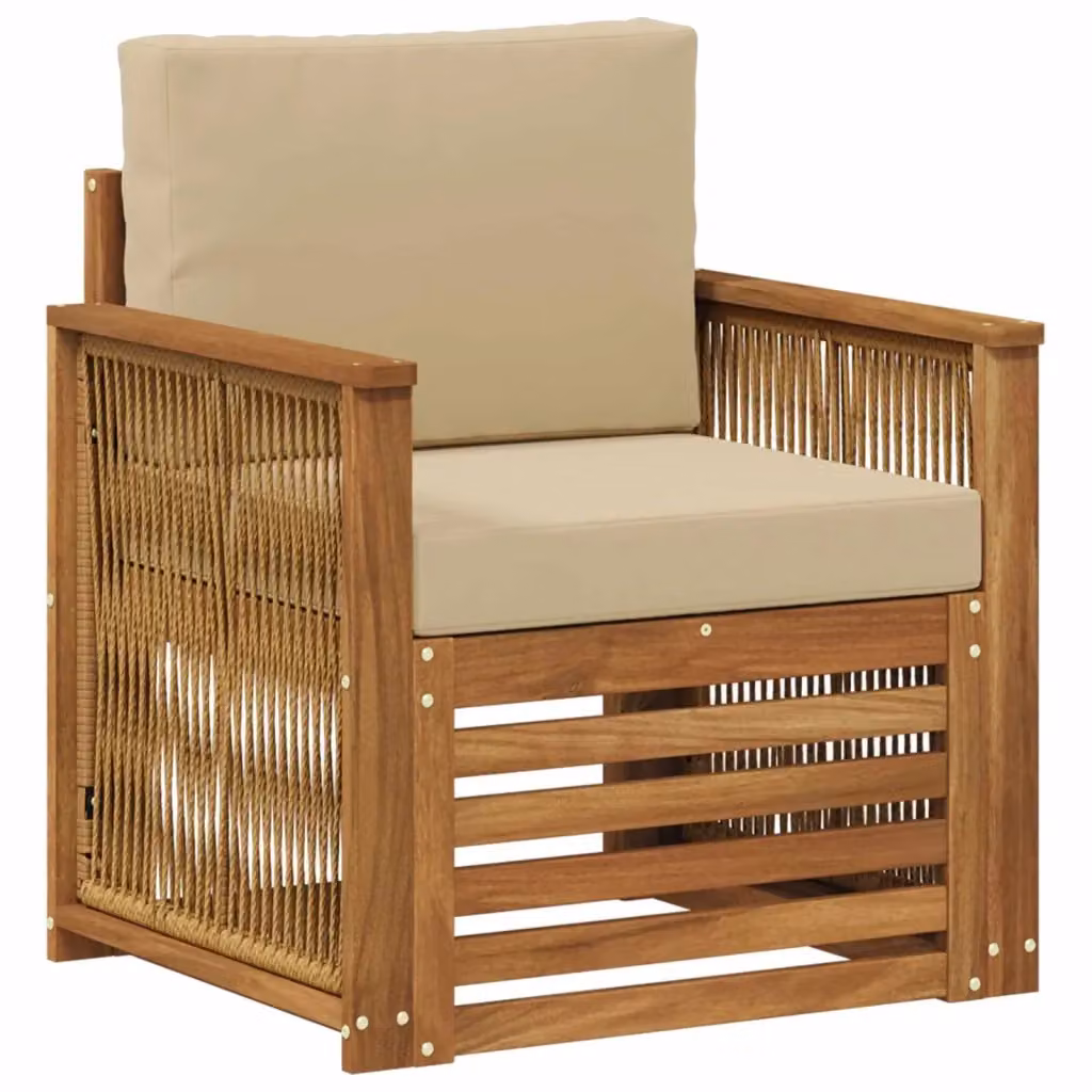 Divano centrale da esterno vidaXL in legno di acacia con cuscini beige e design moderno – 2