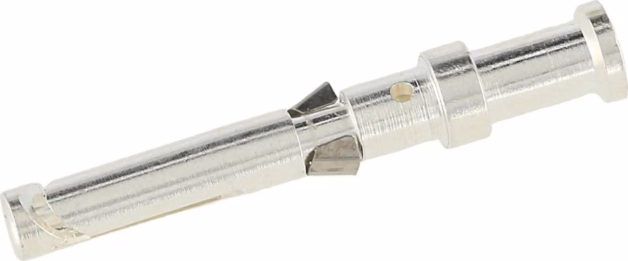 Connettore a crimpare HARTING D, connettore femmina (F), sezione 0,5 mm², AWG20, argento, 1 pezzo. Materiale: lega di rame. Quantità: 1 pezzo