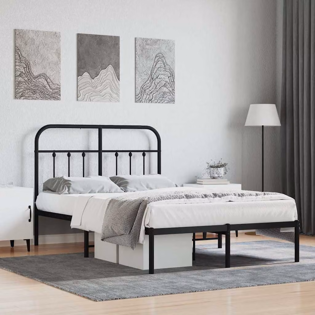 vidaXL Giroletto con Testiera in Metallo Nero L: 120 cm, P: 200 cm