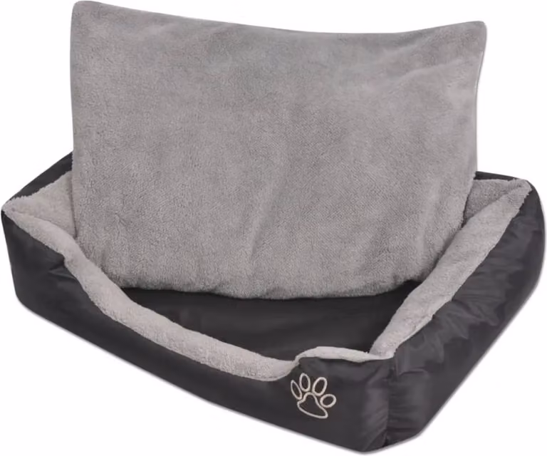 The Living Store Lettino per cani con cuscino imbottito taglia L Nero