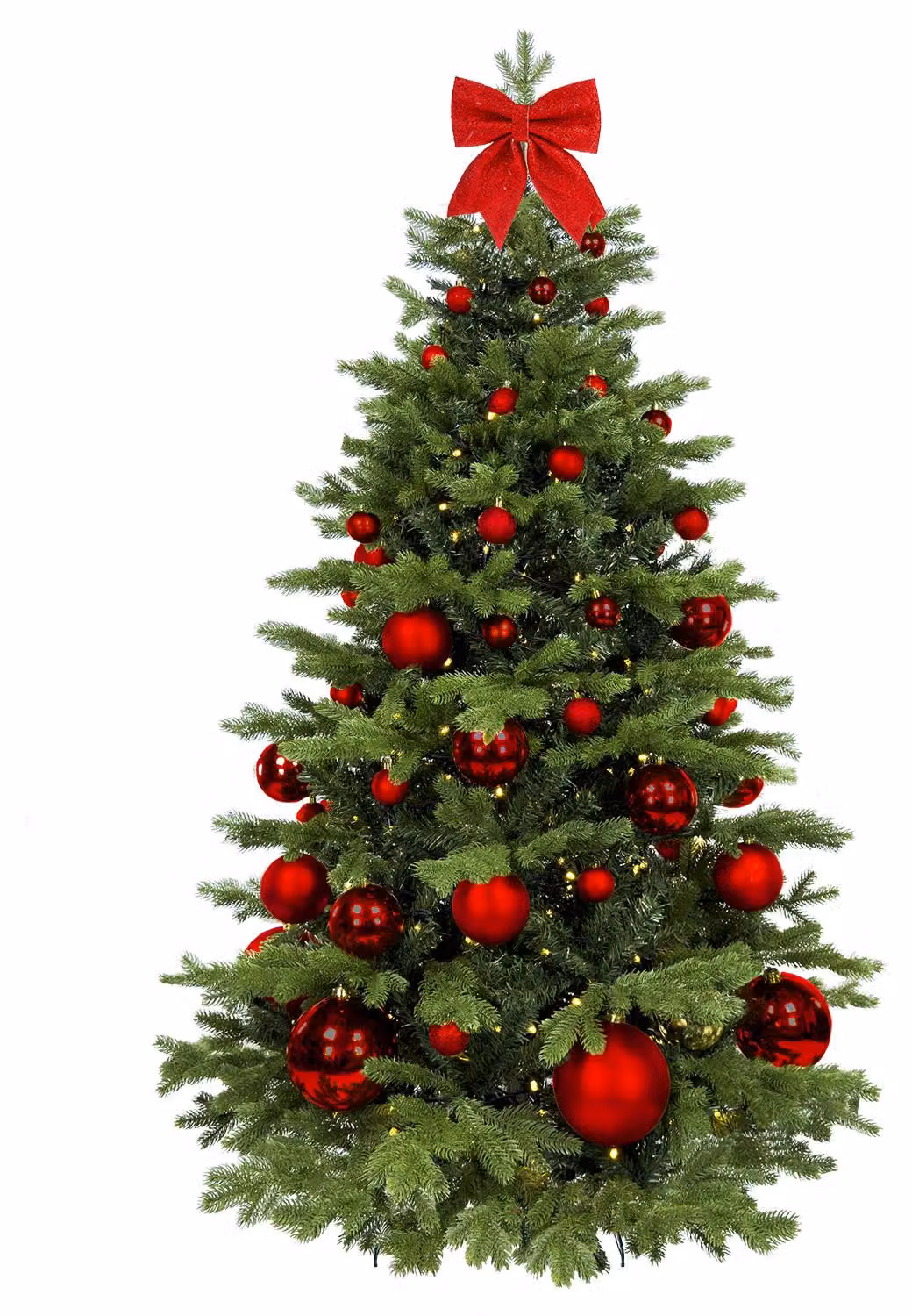 Albero di Natale artificiale decorato con 85 ornamenti NATALE ROSSO II 240 cm con supporto e ornamenti natalizi