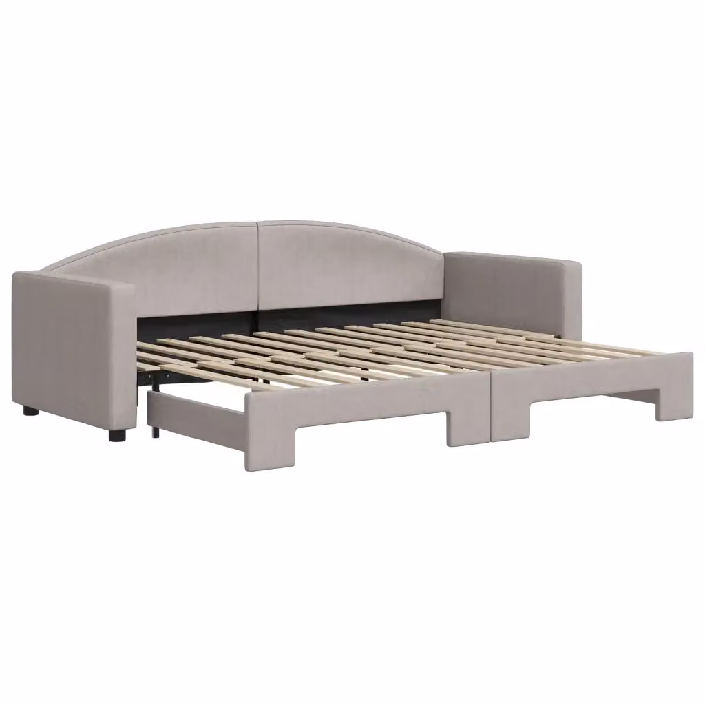 Divano Letto con Letto Estraibile vidaXL in Tessuto Beige o Grigio per Soggiorno e Camera da Letto L: 223 cm, P: 90 cm, H: 75 cm, Letto: 80 x 200 cm – 2