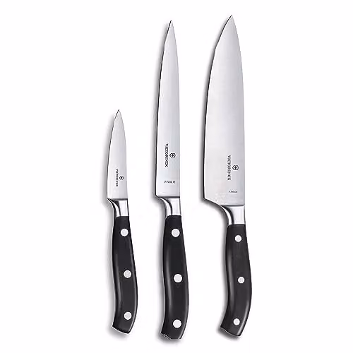 Victorinox, set di 3 coltelli da cucina Grand Maître in confezione regalo, per sfilettare, nero