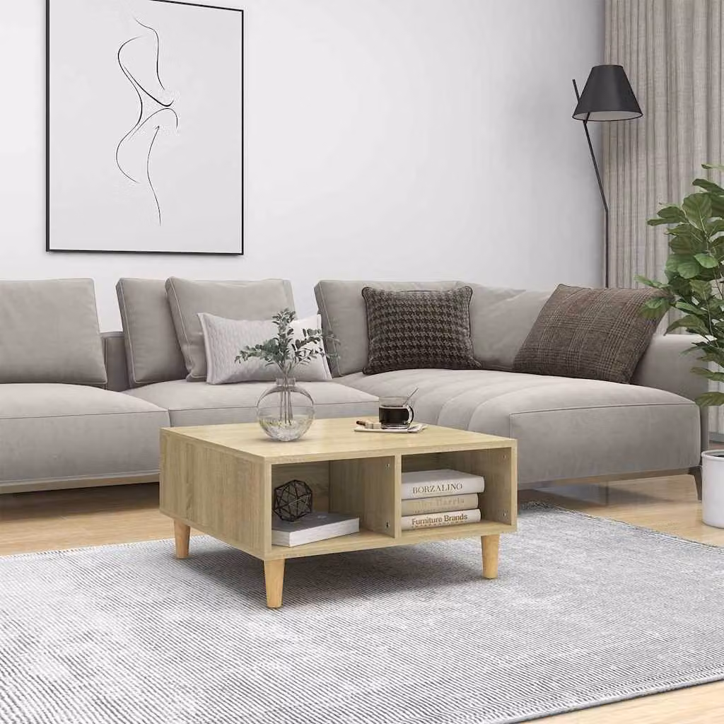 vidaXL Tavolino da Salotto Quadrato in Legno Multistrato Rovere Sonoma, L 60 x P 60 x H 30 cm