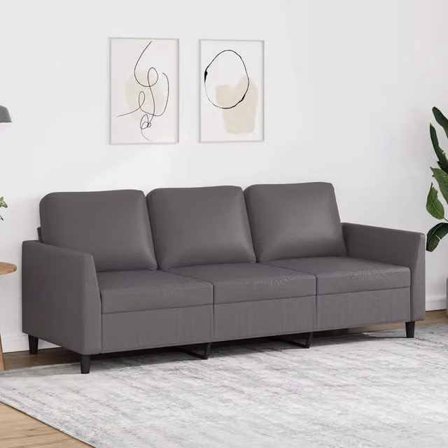 Divano a 3 Posti-Sofa 3 Posti Grigio 180 cm in Similpelle 934352