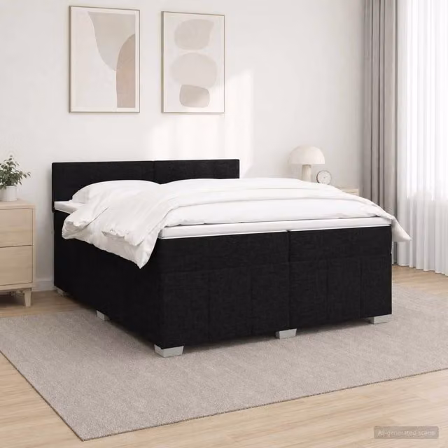 Letto box spring ibrido vidaXL con materasso a molle insacchettate, colore nero e bianco, L/P/H: 200 x 200 x 46 cm