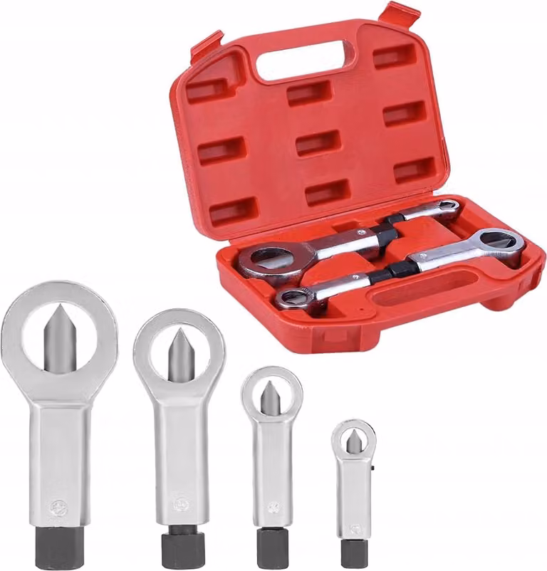 LUXTOM | Set di spaccadadi, 4 pezzi, per la rimozione di dadi rotti e danneggiati, rimuovi dadi, spacca dadi, rimuovi viti