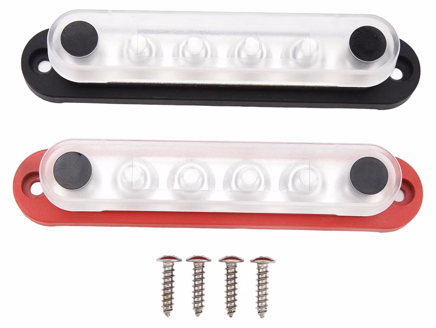 2 barre di collegamento per batterie, dimensioni 6 x 5/16 pollici, filettatura M8, connettore di distribuzione corrente da 150 A, con copertura, per sistemi solari automobilistici a 12 V–48 V