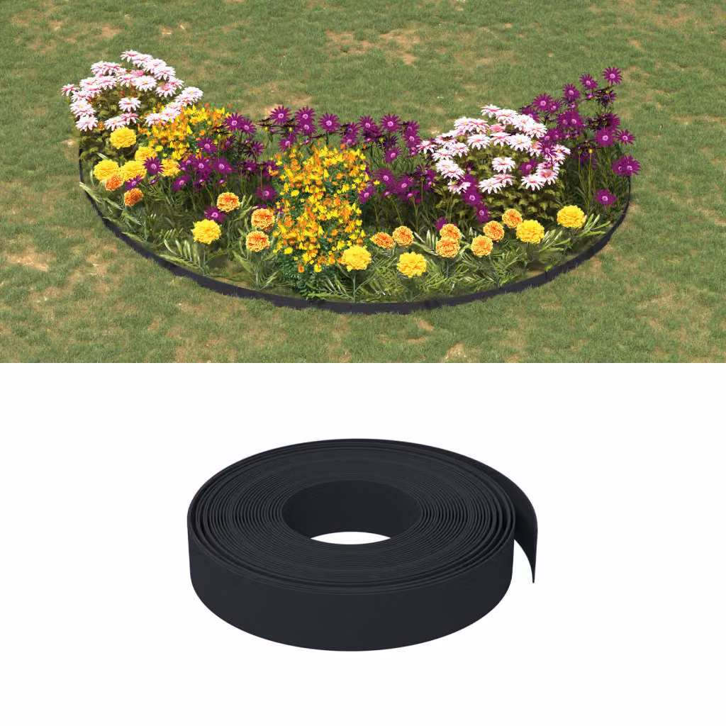 Set di 4 bordure da giardino vidaXL in polietilene nere, lunghezza: 10 m, altezza: 10 cm