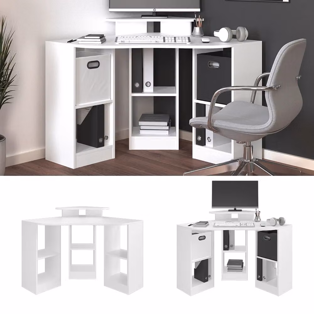 Scrivania angolare Artur Vicco bianca moderna in MDF laminato – 2