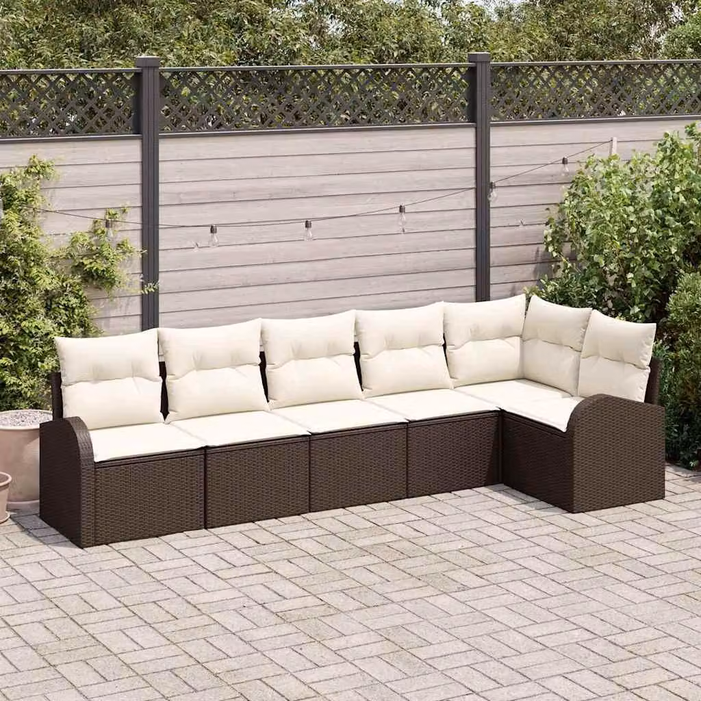 Maison Exclusive - Set Divano da Giardino con cuscino 6 pcs Marrone Poly Rattan