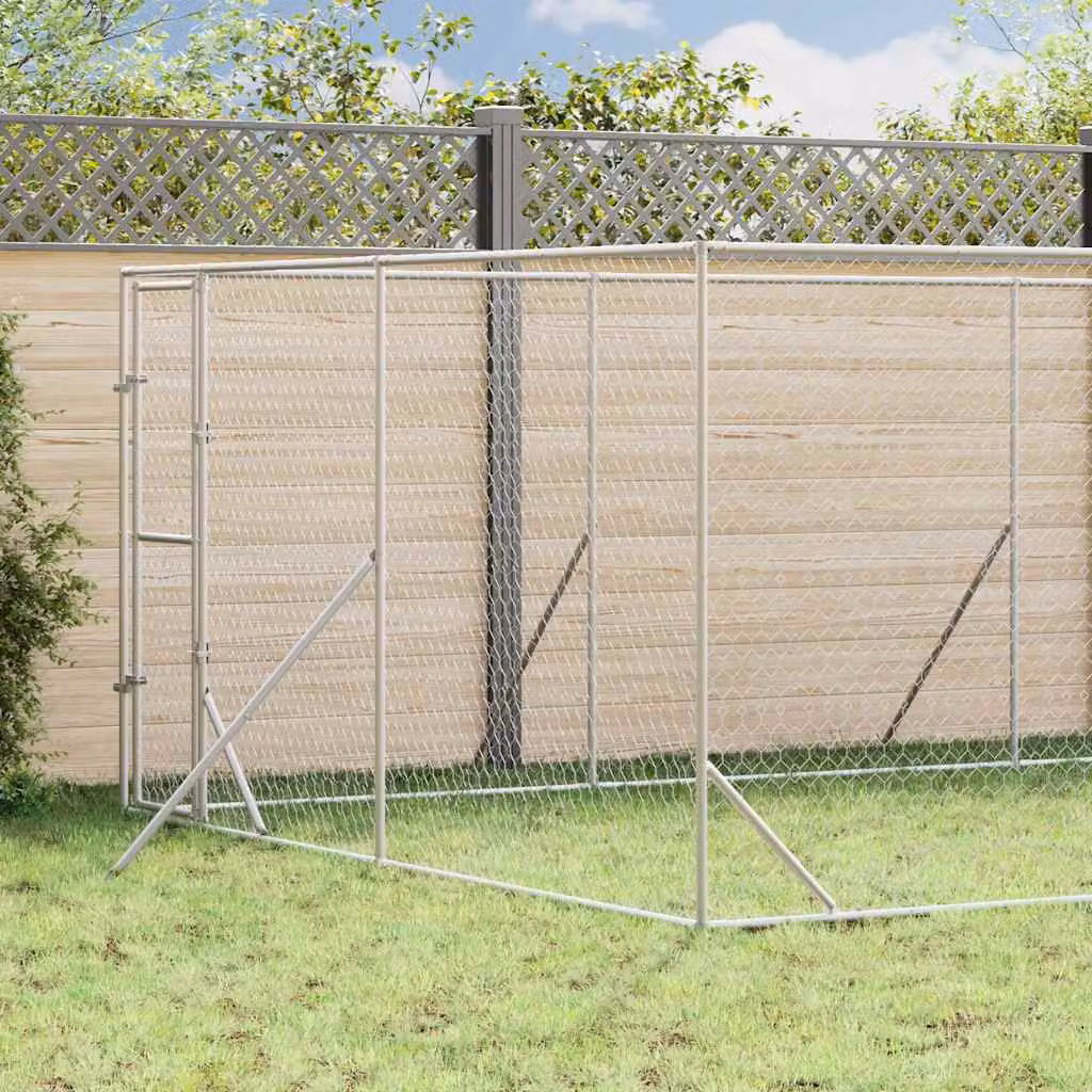 Cuccia per cani da esterno vidaXL in acciaio zincato argento L: 8 m, P: 4 m, H: 2 m