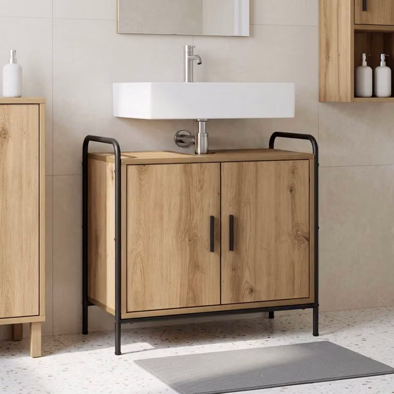 vidaXL Mobile da Bagno Rovere Artigianale 65,5 x 34 x 61 cm