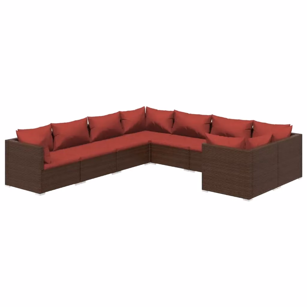 Set di Divani da Giardino a L vidaXL in Polyrattan Marrone con Cuscini Inclusi e Rivestimenti Rimovibili – 2