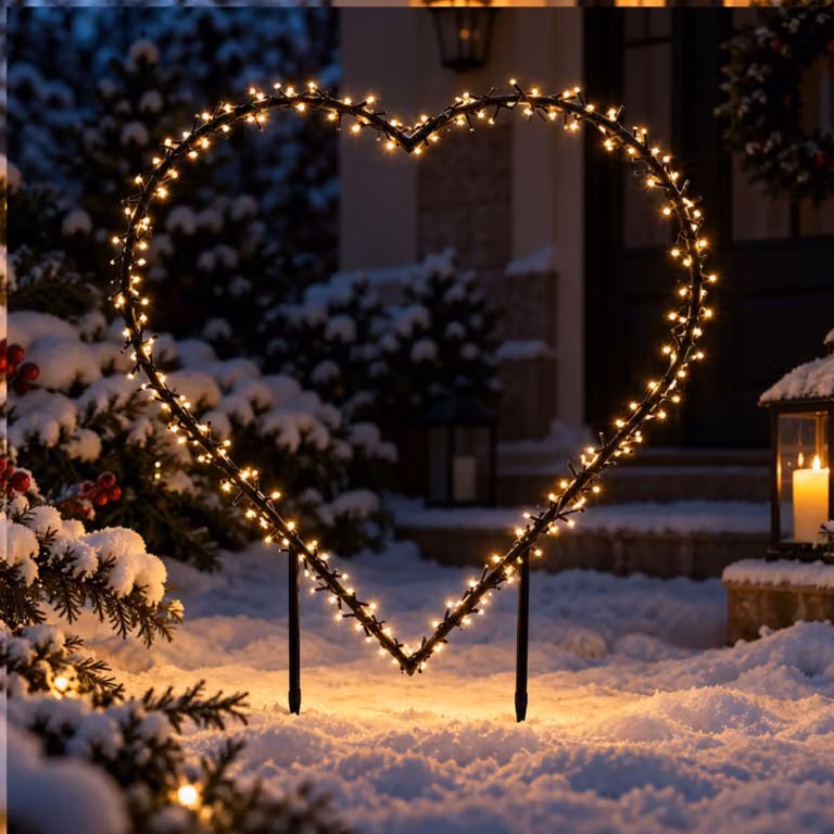 Decorazione natalizia da esterno figure cuore illuminazione 120 LED 60 x 58 cm