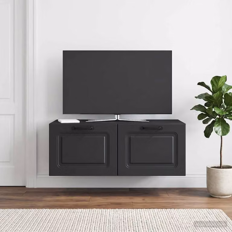 vidaXL Mobile Porta TV da Muro Moderno Nero in MDF L: 78,5 cm, P: 41 cm, H: 30 cm