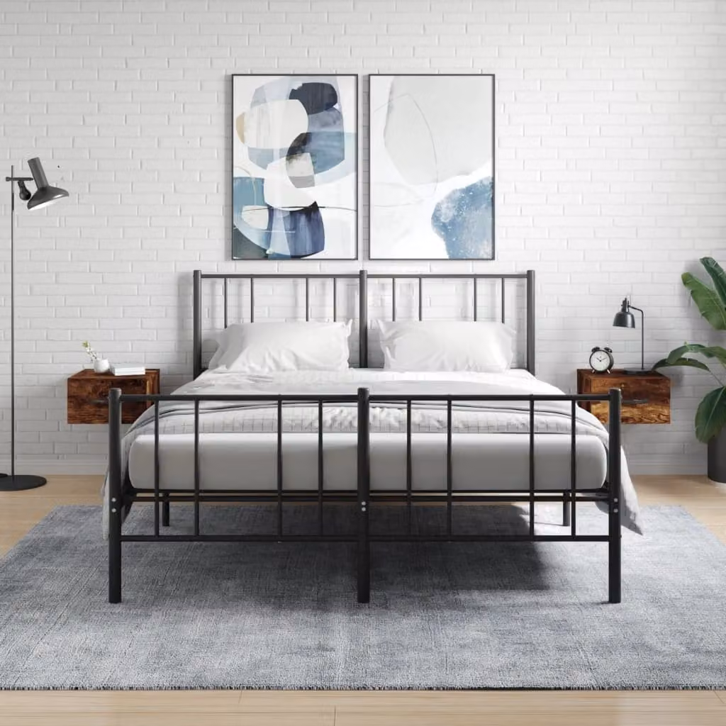Set di 2 comodini da muro vidaXL in rovere fumo, design moderno L: 35 cm, P: 35 cm, H: 20 cm
