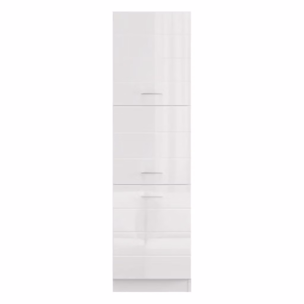 Dispensa da Cucina DMORA Cochem, Mobile a Colonna con 6 Ripiani e Ante a Battente, Bianco Lucido, L: 60 cm, P: 58 cm, H: 214 cm