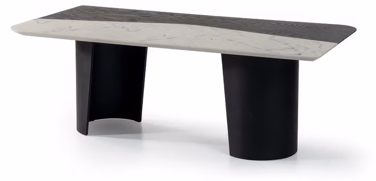 Tavolo da pranzo moderno, colorato, con aspetto marmorizzato, in legno, design elegante, lussuoso, per la cucina