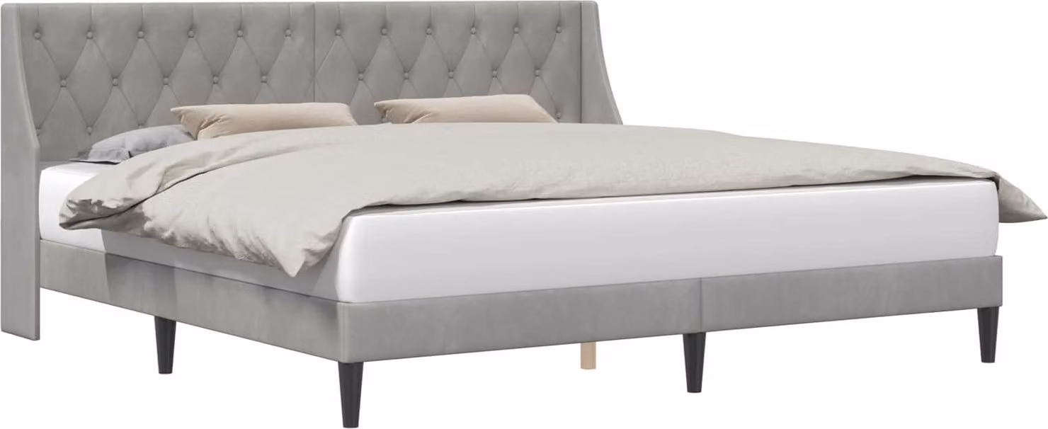 Struttura del letto Grigio chiaro 180 x 200 cm Velluto