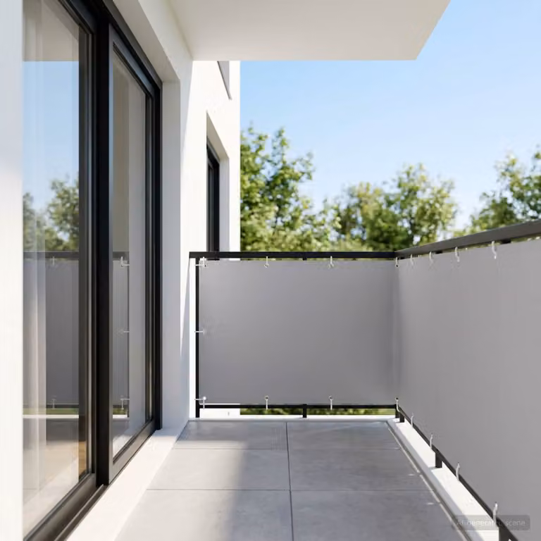 Schermo di privacy per balcone vidaXL in poliestere e alluminio, grigio, H: 120 cm x L: 25 m
