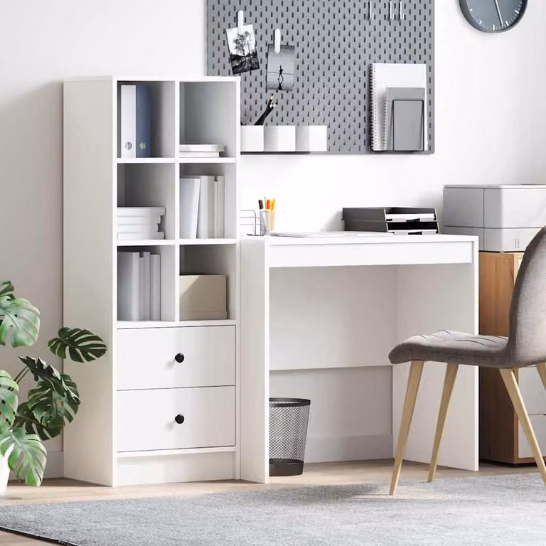 Maison Exclusive - Scrivania con cassetto 2 pcs Bianco