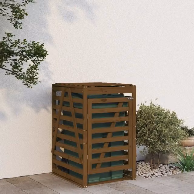 Copribidone Ambra in Legno Massello di Pino Marrone vidaXL L/P/H: 84 x 90 x 128,5 cm – 1