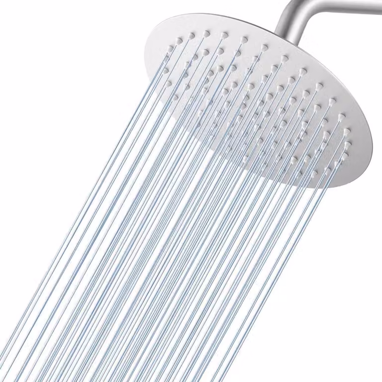 Doccia a soffione Regendusche, diametro 20 cm, rotonda, in acciaio inossidabile spazzolato, modello 304, con ugelli anticalcare e a risparmio idrico