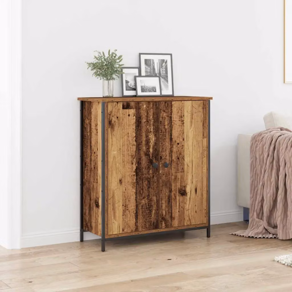 Credenza moderna vidaXL in legno e metallo color marrone L: 70 cm, P: 30 cm, H: 80 cm