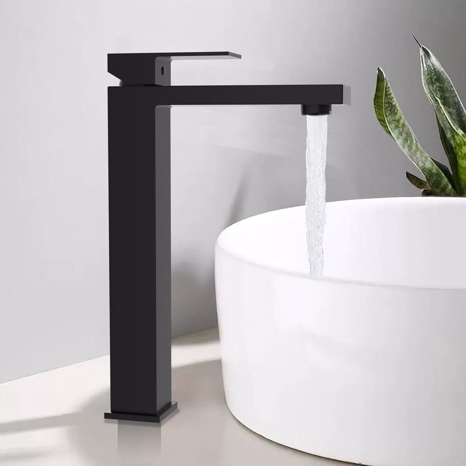 Miscelatore per lavabo, 250 mm, nero opaco, acciaio inossidabile, monocomando, per bagno