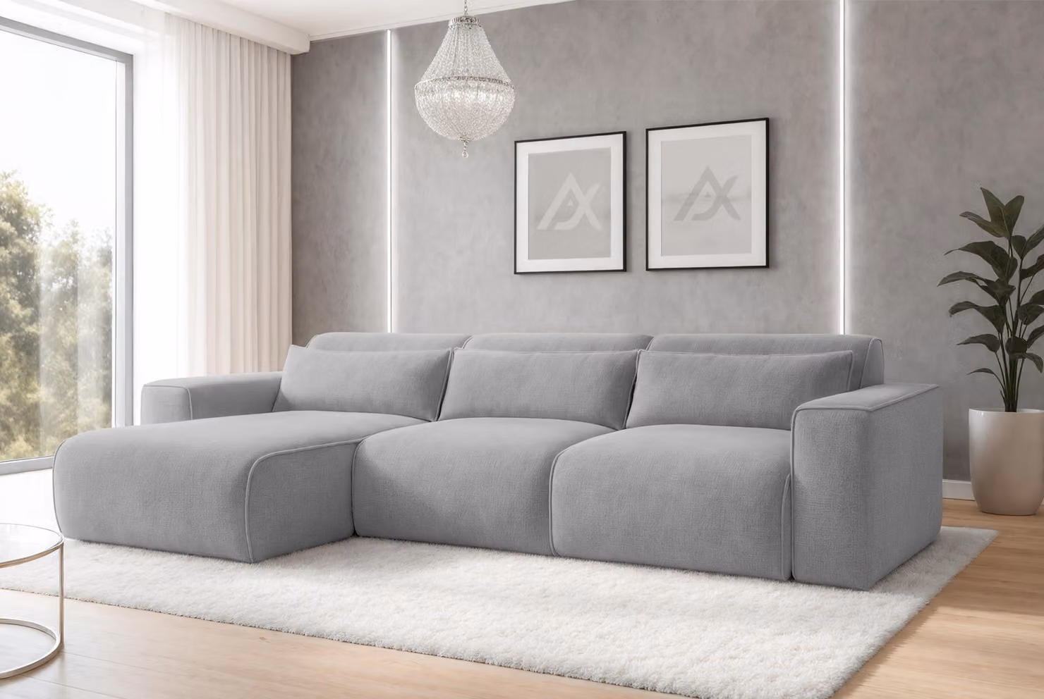 AX LIVING Divano componibile con funzione letto Ruyam Grigio scuro Divano 310 cm L