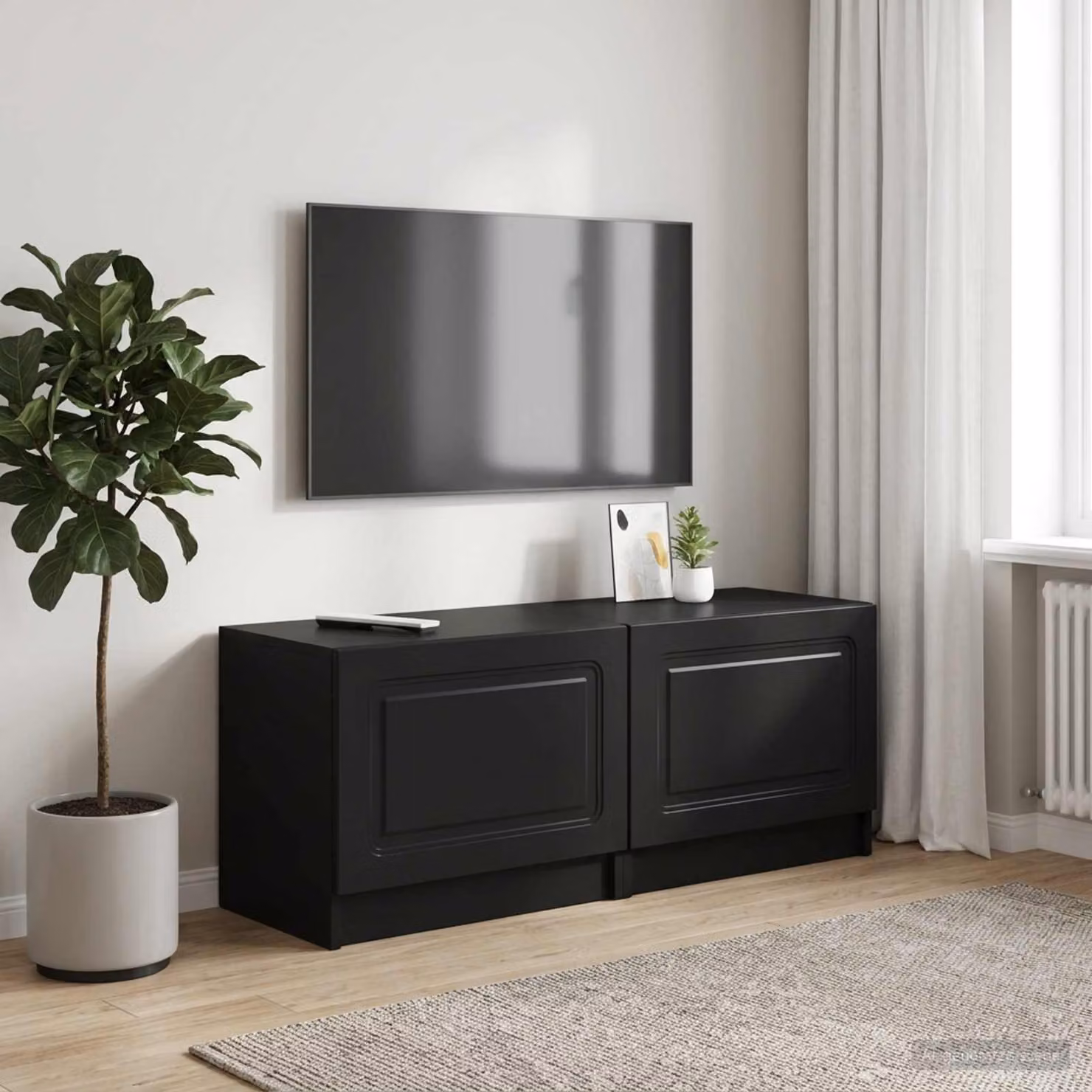 Mobile TV moderno vidaXL in legno MDF nero opaco