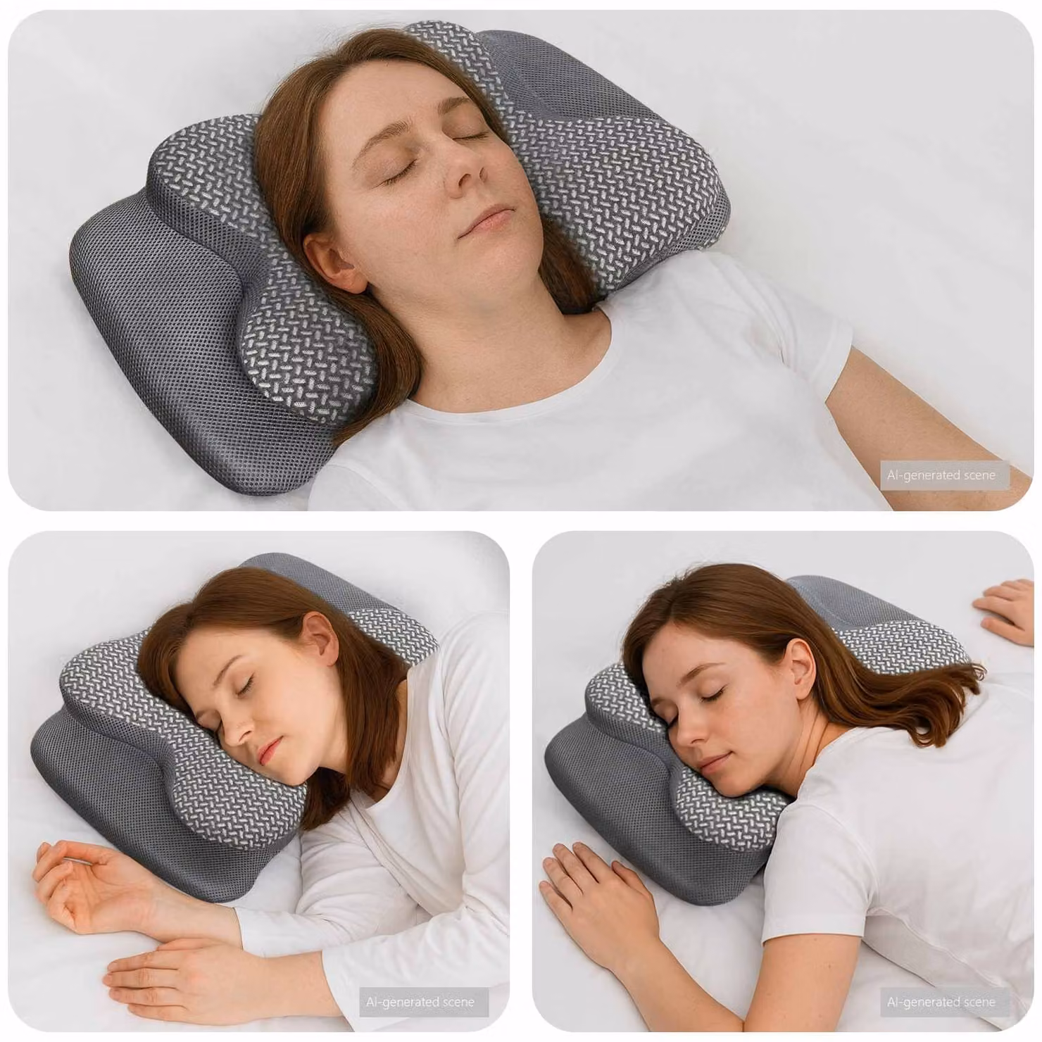 Cuscino cervicale in memory foam vidaXL Grigio con rivestimento rimovibile L 58 cm x P 38 cm x H 12 cm