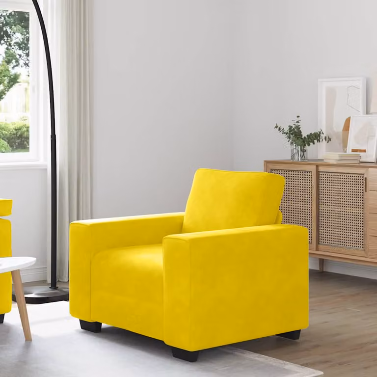 Poltrona Lounge moderna vidaXL in velluto giallo con braccioli L/P/H: 100 x 77 x 82 cm
