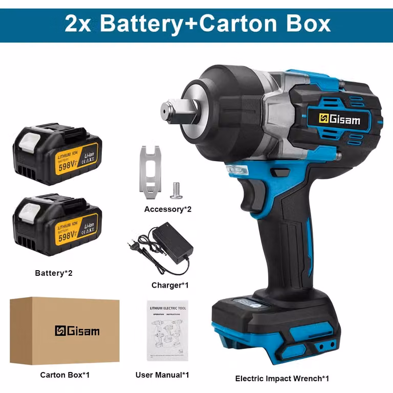 Avvitatore a percussione a batteria da 2800 Nm - Avvitatore a percussione senza spazzole da 18V - Attacco quadrato da 1,27 cm - 0–7600 giri/min - 2 batterie - Confezione in cartone