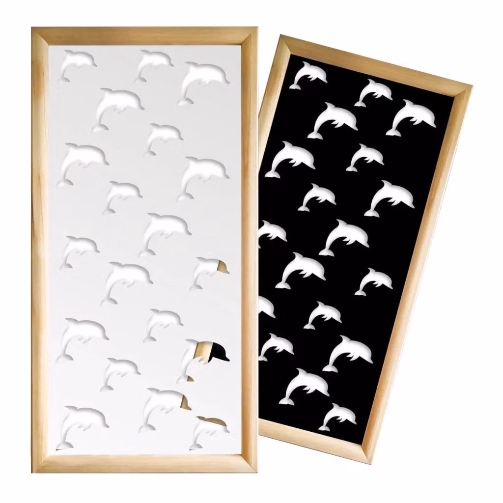 Moduli Decorativi DOLPHIN in Legno e PVC, Colore Nero, L 148 cm x H 64 cm – 2