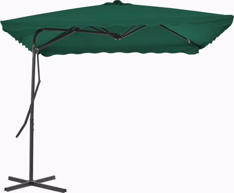 The Living Store Ombrellone con palo in acciaio 250×250 cm Verde