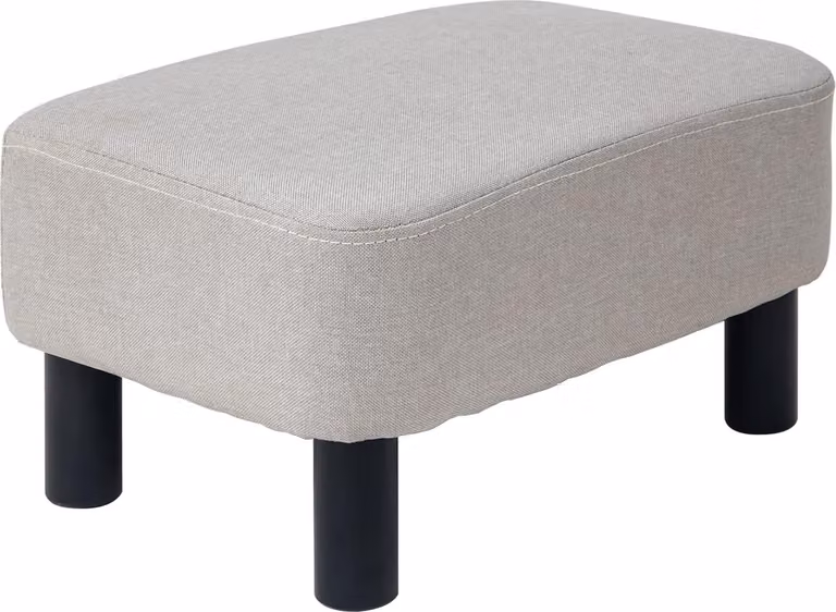 Piccolo pouf - Pouf di lino - Rettangolare - 1 pezzo - Beige - Gambe di legno
