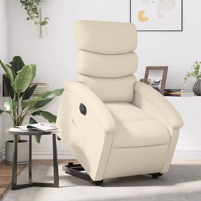 Poltrona Alzapersona Reclinabile vidaXL in Similpelle Beige con Assistenza Elettrica per Senior