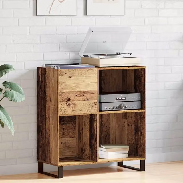Mobile porta vinili moderno vidaXL in legno e metallo marrone L: 84,5 cm, P: 38 cm, H: 89 cm