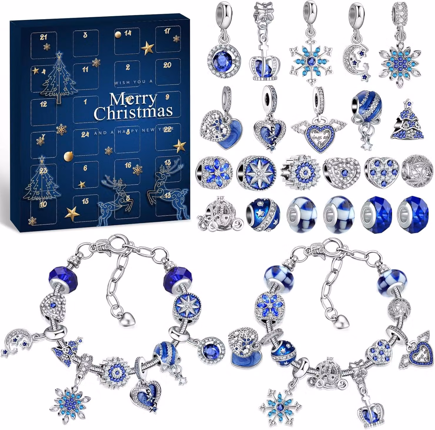 Calendario dell'Avvento 2025 ragazze gioielli, donne calendario di Natale riempimento Charms Bracciale Teenager bambini gioielli Craft Set, signore regalo di Natale